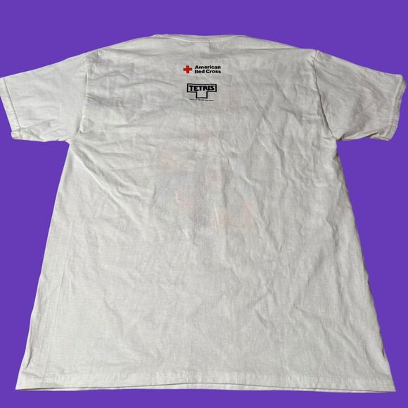 TETRIS 40th Anniversary Red Cross Blood Donor T-Shirt Size Medium Hanes Cotton - Picture 5 of 7